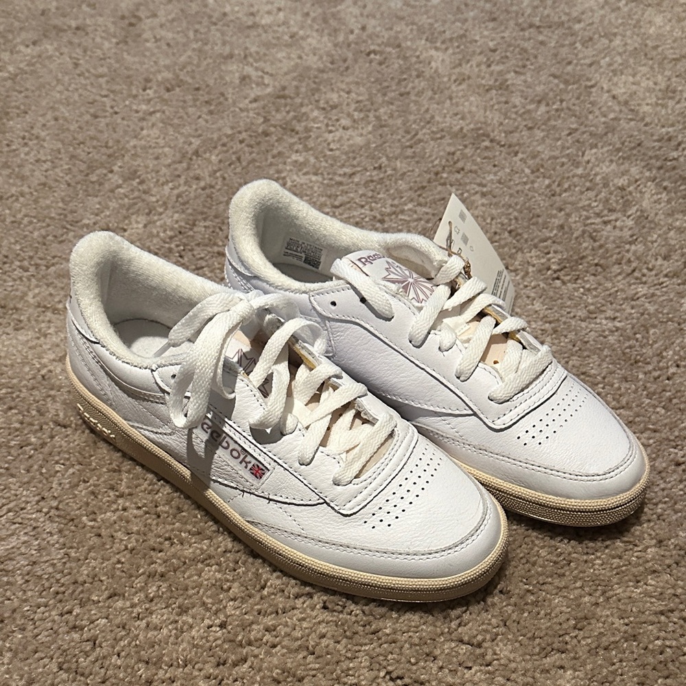 Reebok Classic White and Beige Sneakers